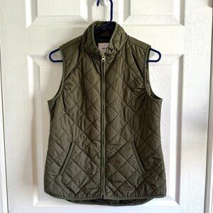 Old Navy Women’s Olive Green Quilt Puffer Full Zip Vest Size Small